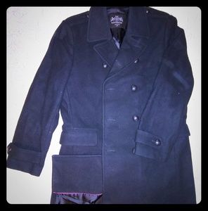 Express Knee Length Double Breasted Wool Coat